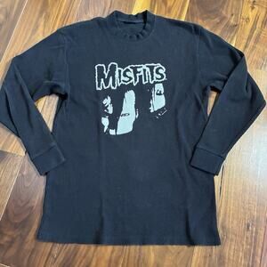 Vintage Misfits Long Sleeve Waffle T- Shirt Black XL